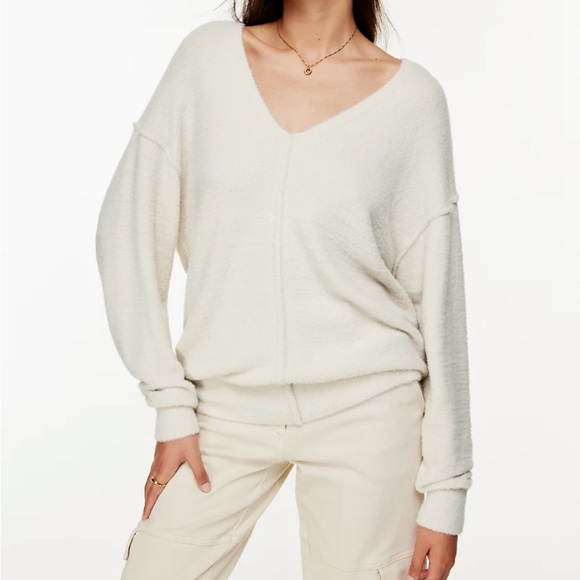 GREY Aritzia Relaxed V-Neck Sweater - Picture 1 of 4